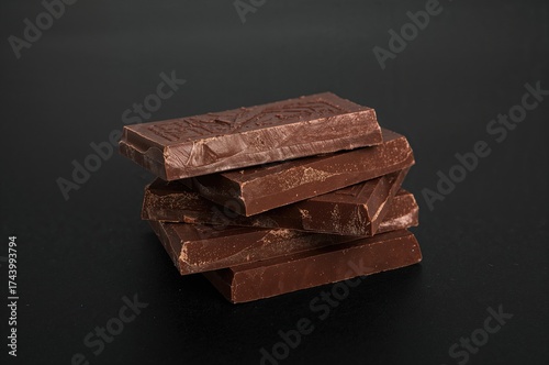 Pile of dark chocolate squa...
