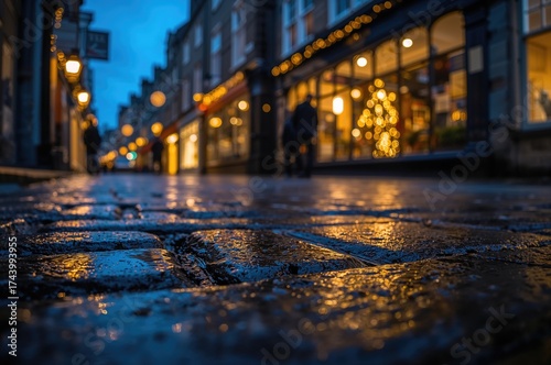Close-up of damp curb and c...