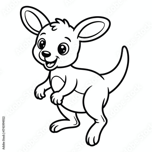 Adorable baby kangaroo line art illustration vector graphic scalable eps icon for childrens designs silhouette vector illustration white background
