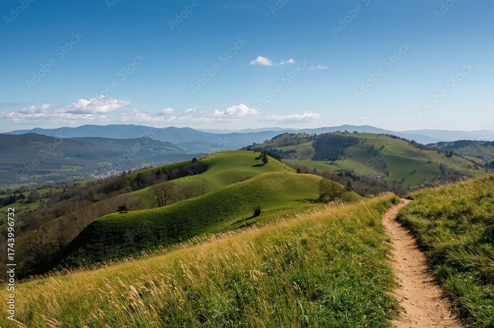 Fototapeta premium Springtime Trekking Through Mountainous Terrain