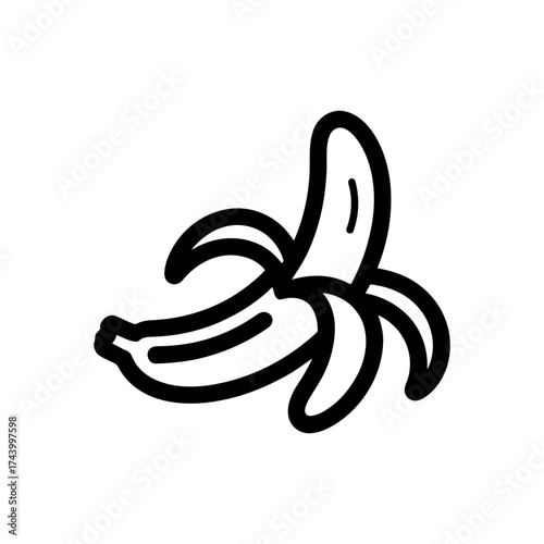 Simple hand drawn peeled banana icon for food and fruit designs vector
