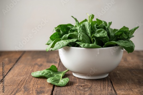 Fresh spinach leaves served...