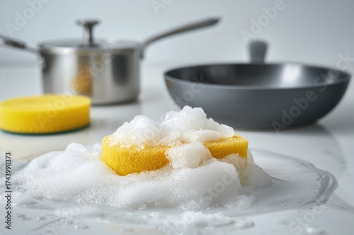 Dishwashing sponge with soa...