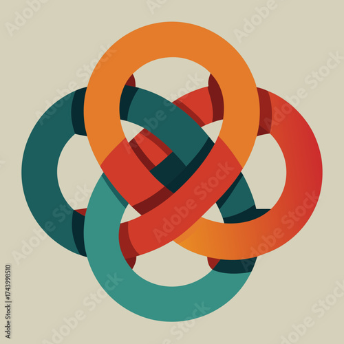 Abstract interlocking rings vector graphic symbolizing unity and connection