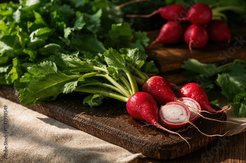 Freshly picked red radishes...