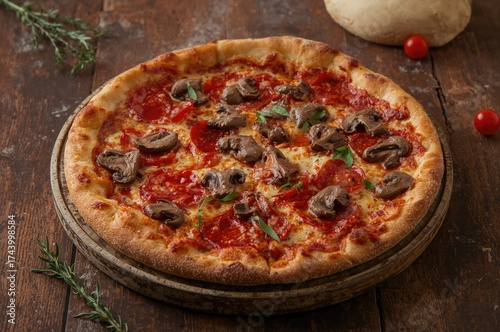 Delicious pizza topped with...