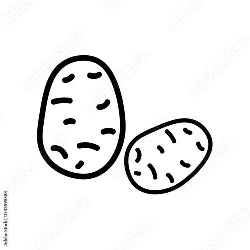 Simple hand drawn outline of two potatoes ready for delicious cooking and meals vector