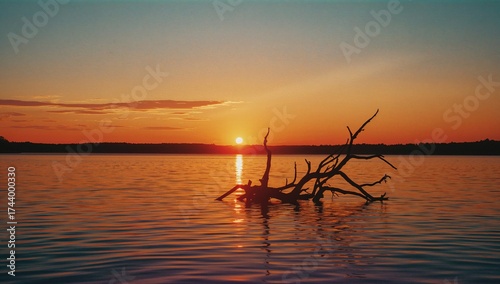 Twilight over a barren tree...