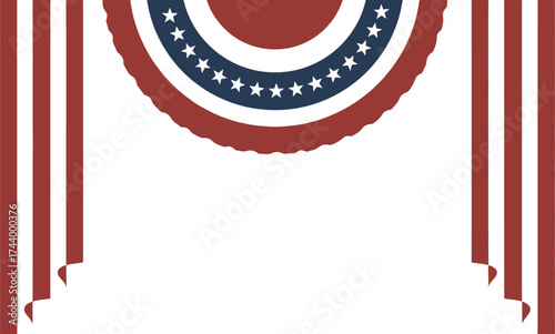 Patriotic bunting and striped curtains for july fourth design