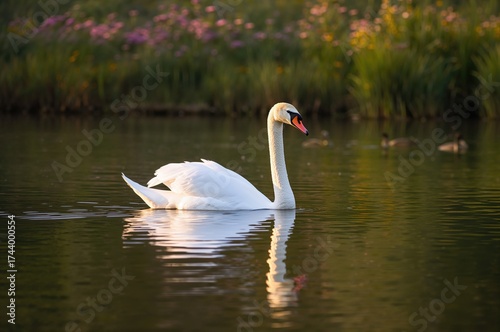 Bird gliding across the water
