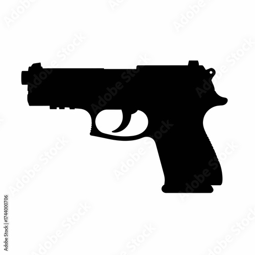 Silhouette of a handgun, a firearm often associated with crime and violence.