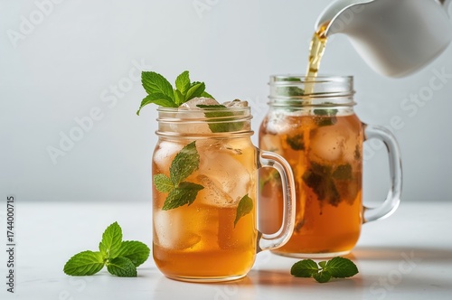 Chilled tea adorned with fr...