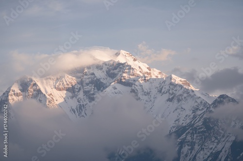 Snow-capped peak beneath a ...