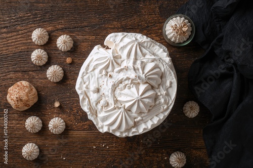 Delicate white meringue and...