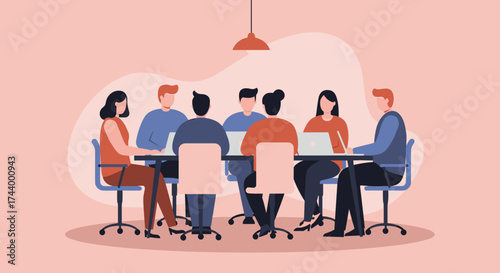 Diverse team collaborates in a modern office meeting Business teamwork strategy