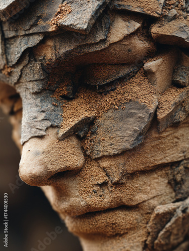 Time Crumbles: Human Statue Turning to Sand in Desert Hourglass