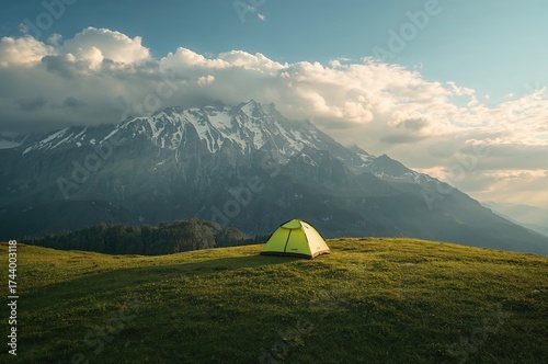 Camping shelter on a slope ...