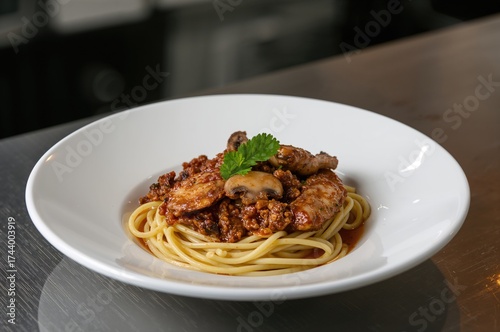 Pasta tossed with ground be...