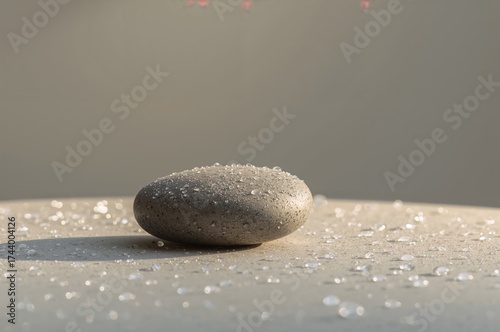Wet spa stone with droplets