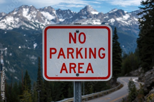 No Parking Sign in Snowy Av...