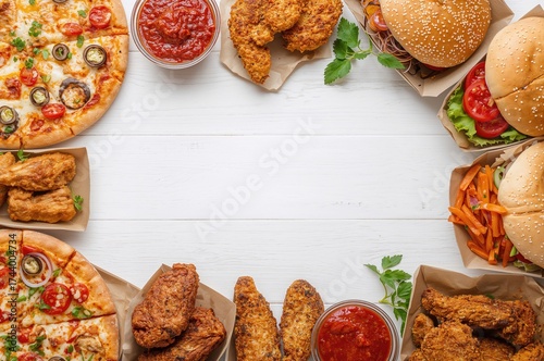 Variety of fast food for de...