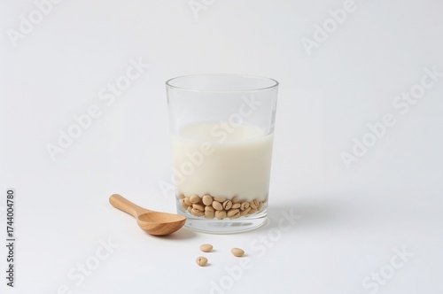Glass of soy milk with soyb...