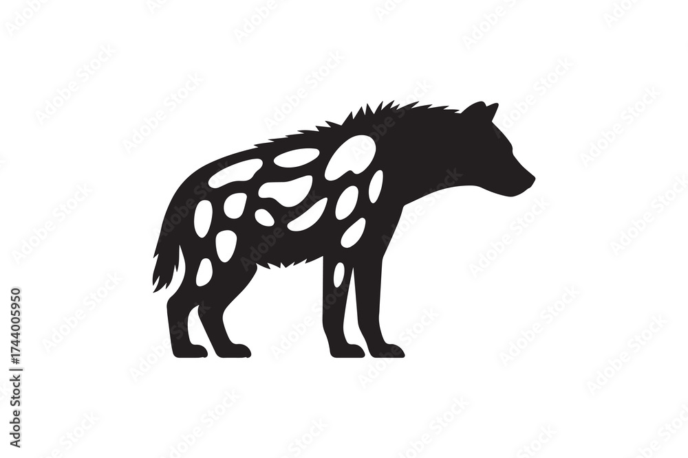 Fototapeta premium Spotted Hyena Silhouette Vector Design Wild Hyena Animal Silhouette Art