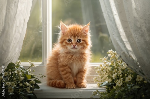 Tiny scarlet kitten resting...