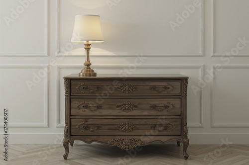 Modern dresser with a lamp ...