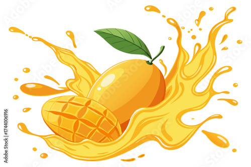 Tropical Mango Fruit Splash Graphic Design