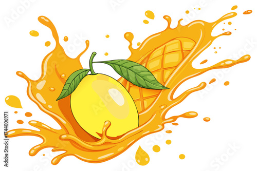 Tropical Mango Fruit Splash Graphic Design