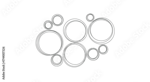 Abstract cluster of interconnected bubbles and circles with artistic outline style vector