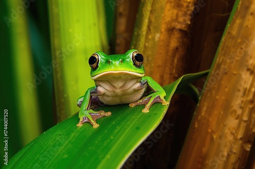 Charming amphibian perched ...