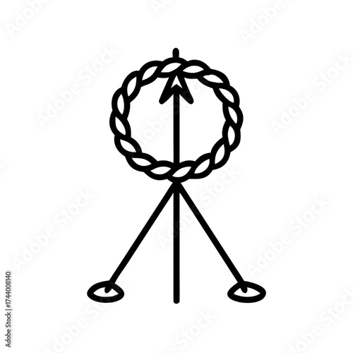 Maypole with wreath in minimalist style for Oktoberfest celebration  