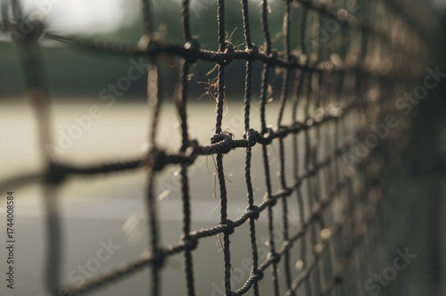 Close-up view of tennis net...