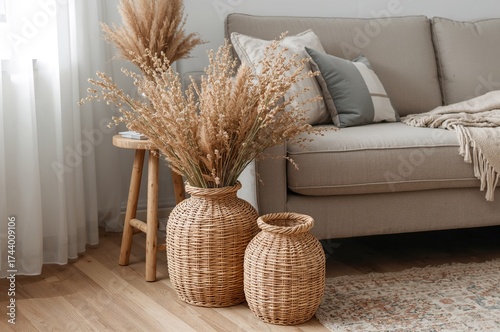 Cozy boho-style living spac...
