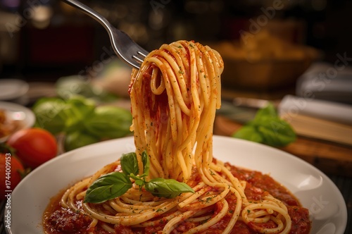Pasta twirled with tomato s...