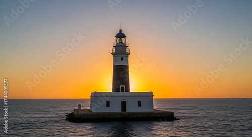 Wallpaper Mural Lighthouse at Sunrise on the Ocean. Torontodigital.ca