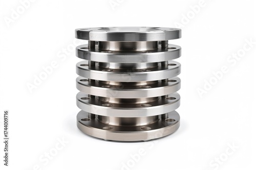 Pile of flat steel flanges ...