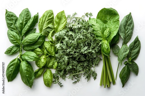 Collection of fresh herbs d...
