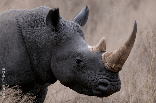 Powerful wild rhinoceros he...
