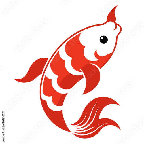japanese koi fish with water waves traditional