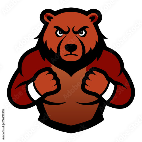 grizzly bear wearing boxing gloves sports mascot