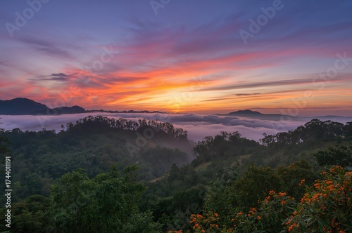 Breathtaking dawn over the hills