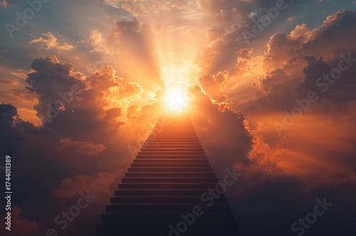 Sky-high stairs with a dram...