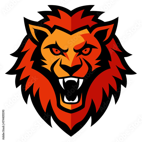 roaring lion head illustration bold vintage tattoo vector art