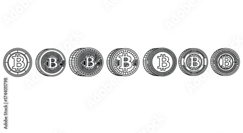 Collection of vintage japanese edo period coins featuring intricate circular designs and kanji characters representing historical currency vector