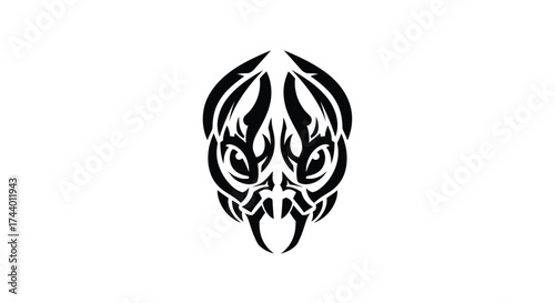 Abstract Tribal Skull Tattoo Design Black and White