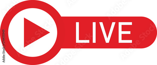Live stream icon isolated on transparent background a bold vector illustration of a live streaming button, perfect for online broadcasts, video content, and social media updates