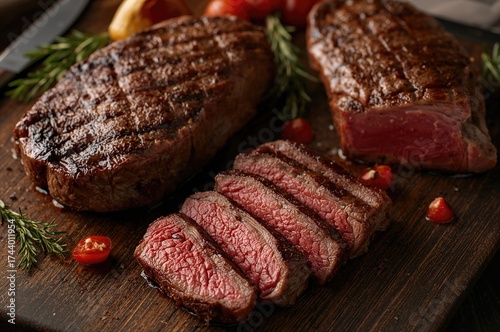 Two marbled striploin beef ...